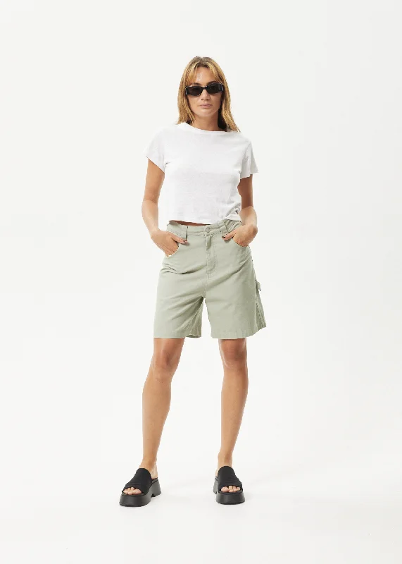 High-waisted shorts – Shorts that sit above the natural waistline for a flattering, elongating look.AFENDS Womens Emilie - Canvas Carpenter Short - Eucalyptus