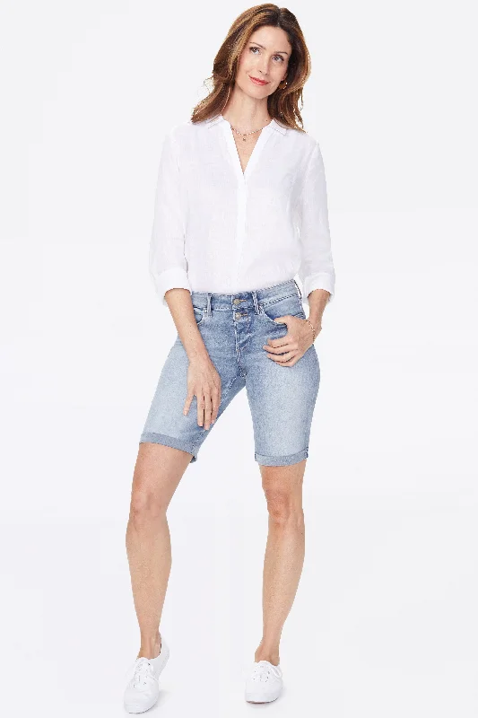 Boyfriend shorts – Relaxed, loose-fit shorts with a slightly longer inseam, often rolled up at the hem for a casual appearance.Briella 11 Inch Denim Shorts - Biscayne