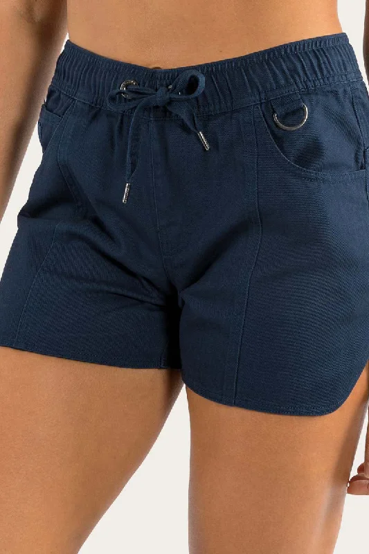 Cargo shorts – Loose-fitting shorts with large side pockets, often made from durable material for a utilitarian look.Tora Womens Heavy Weight Ruggers - Dark Navy