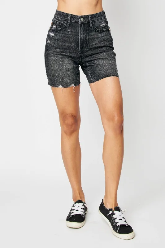 Skort – A hybrid of shorts and a skirt, with a skirt overlay at the front for a feminine touch.Judy Blue Full Size High Waist Tummy Control Denim Shorts