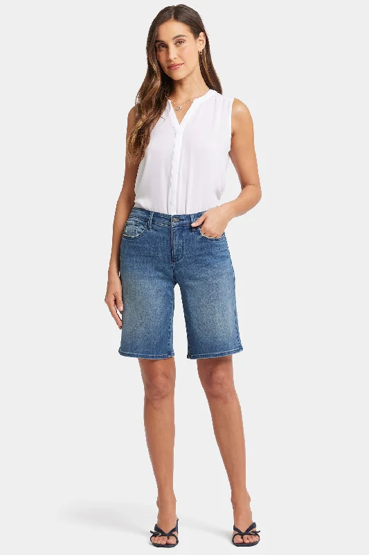 Bermuda shorts – Knee-length shorts that offer a more conservative and comfortable fit.Lilly Boyfriend Denim Shorts - Cascade Wave