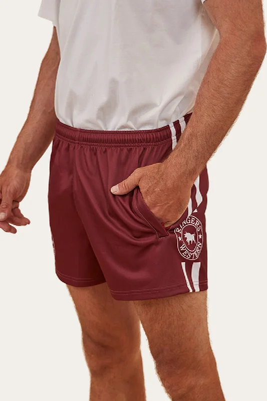 Button-front shorts – Shorts with a button-up closure at the front for a chic, stylish detail.Ringers Footy Short - Burgundy