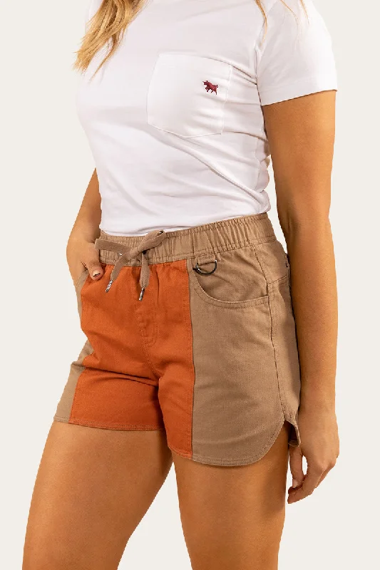 Skort – A hybrid of shorts and a skirt, with a skirt overlay at the front for a feminine touch.Tora Womens Heavy Weight Ruggers - Tawny Brown/Rust