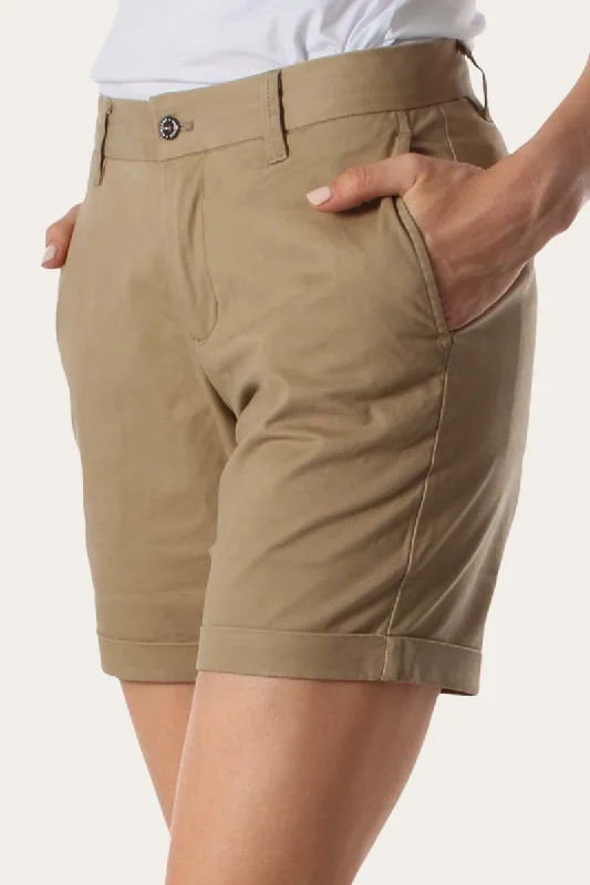 Drawstring shorts – Shorts with a drawstring at the waist for adjustable comfort.Julia Womens Chino Short Clay