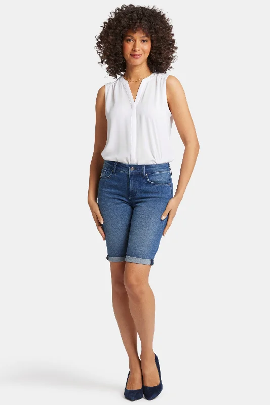 Seamless shorts – Shorts with minimal or no visible seams for a smooth, sleek look.Briella 11 Inch Denim Shorts - Cascade Wave