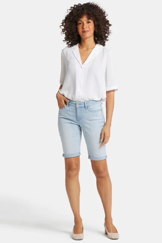 Tailored shorts – Well-fitted, structured shorts, often more formal or polished for work or events.Briella 11 Inch Denim Shorts - Icy Lagoon