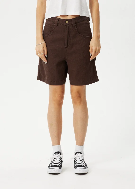 Seamless shorts – Shorts with minimal or no visible seams for a smooth, sleek look.AFENDS Womens Emilie - Canvas Carpenter Short - Coffee