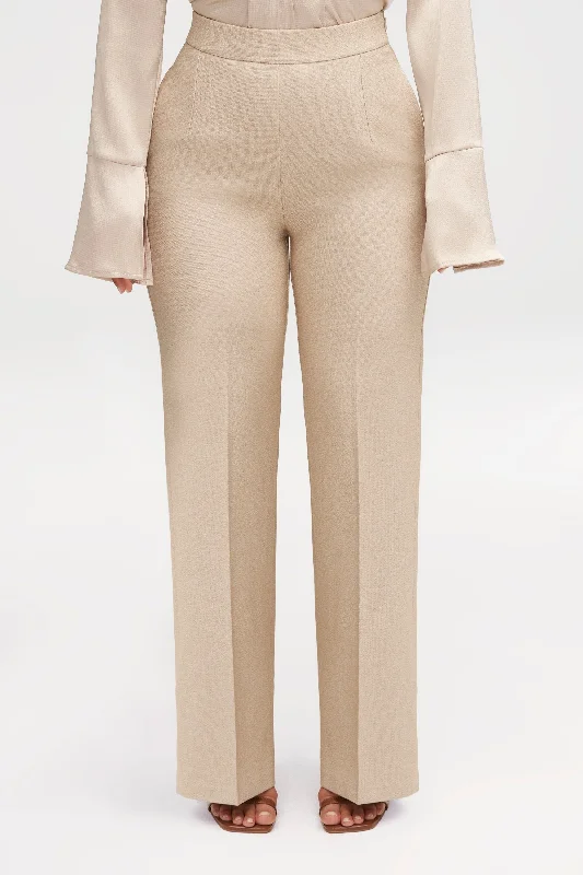 Elastic waist trousers – Trousers with an elasticated waistband for a more comfortable, stretchy fit.Beige High Rise Wide Leg Pants