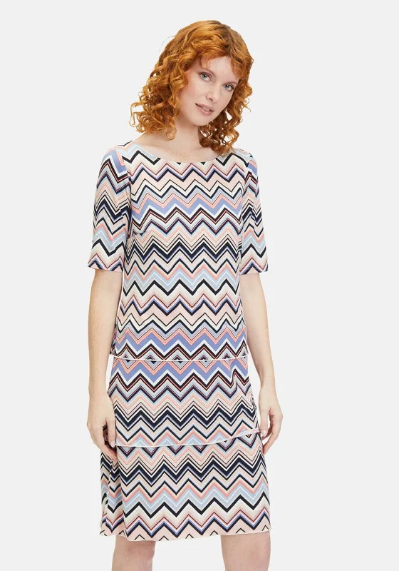 Sheath dress – Form-fitting dress that hugs the body and typically hits just above or at the knee.Betty Barclay Chevron Tiered Dress, Multi-Coloured