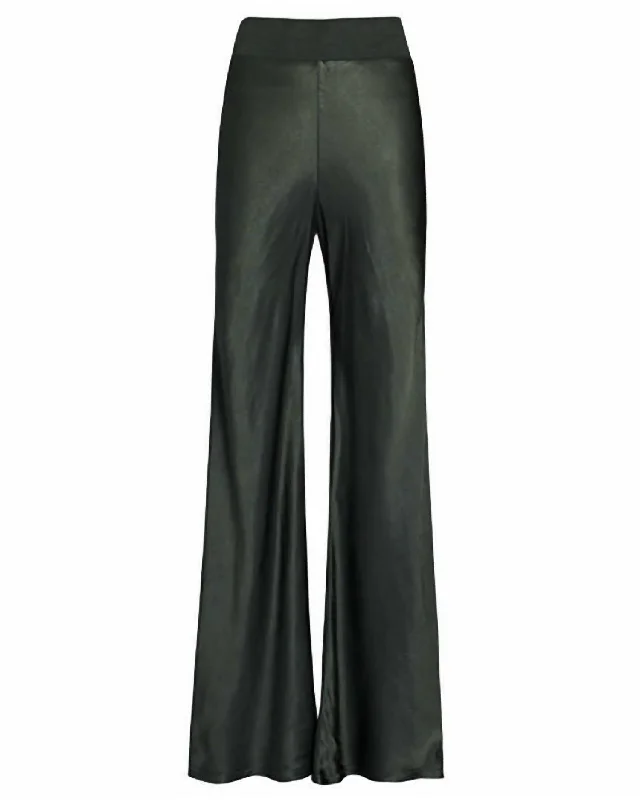 Wide-waistband trousers – Trousers with a thick waistband, often providing a more structured or comfortable fit.Bias Cut Satin Pant In Dark Cedar