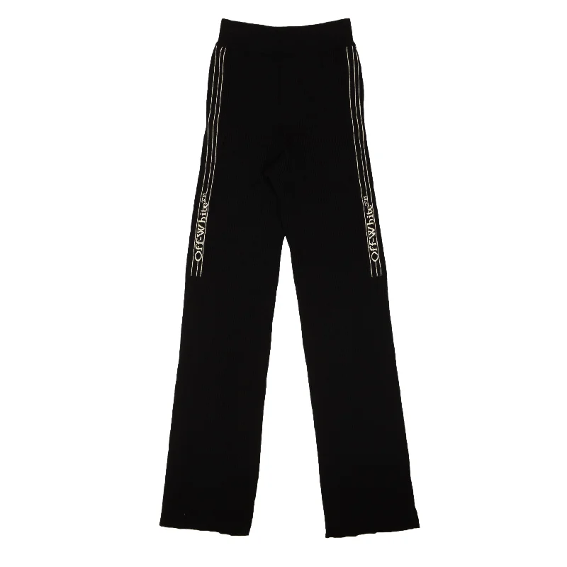 Maternity trousers – Trousers specifically designed for expectant mothers, with an adjustable waistband for comfort.Black Logo Stripe Pants