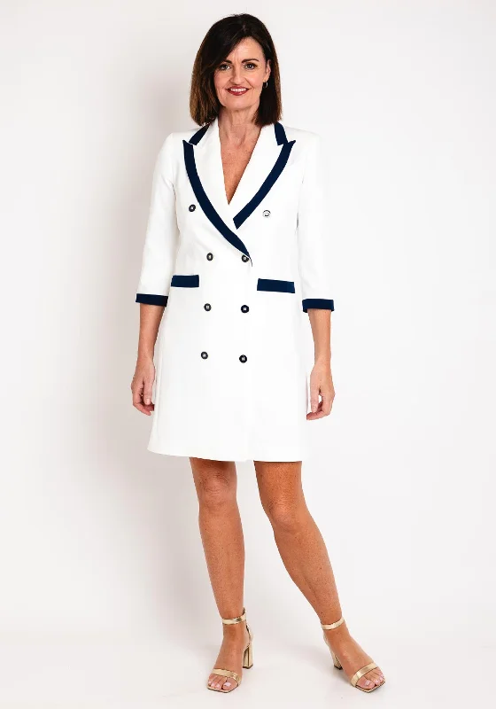 Mini dress – Short dress that usually ends above the knee, often casual or party wear.Edas Timone Blazer Dress, White