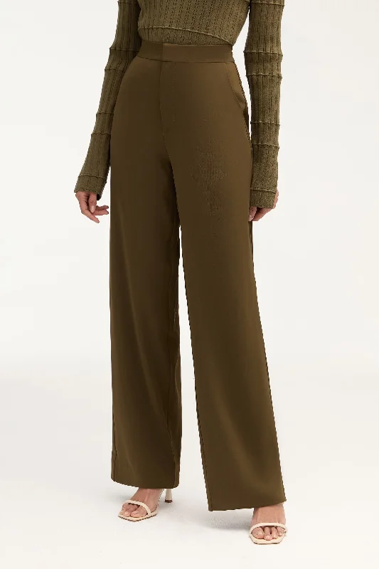 Athleisure trousers – Comfortable, performance-focused trousers that can be worn for both working out and casual wear.Essential Wide Leg Pants - Khaki