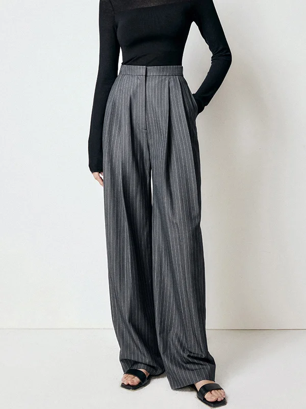 Tapered trousers – Trousers that narrow toward the ankle, creating a more fitted, streamlined look.BerryBetty - First Choice Pinstripe Wide Leg Dress Pants