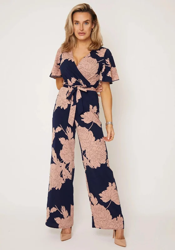 Ball gown dress – Formal, full-skirted dress often worn for weddings, proms, or galas.Girl In Mind Deena Floral Wide Leg Jumpsuit, Navy & Blush