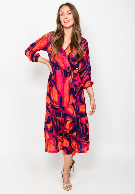 T-shirt dress – Casual dress made from T-shirt-like material, typically loose-fitting and comfortable.Kate & Pippa Boho Swirl Maxi Dress, Pink & Purple