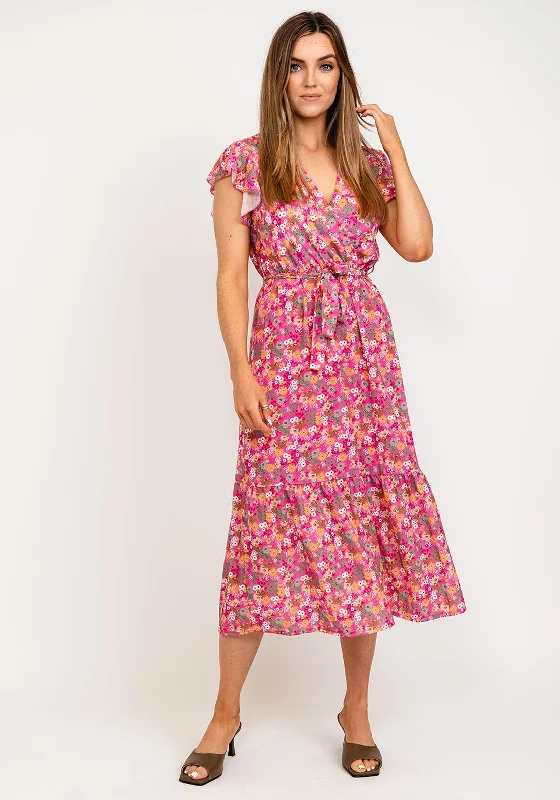 Boho dress – Dress with a relaxed, bohemian style, often featuring flowing fabric, ethnic prints, or vintage details.Kate & Pippa Boho Ditsy Floral Print Frill Dress, Pink Multi