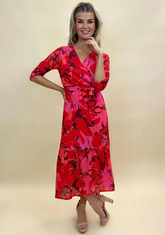 V-neck dress – Dress with a V-shaped neckline that flatters the chest and elongates the neck.Kate & Pippa Boho Print Maxi Dress, Red