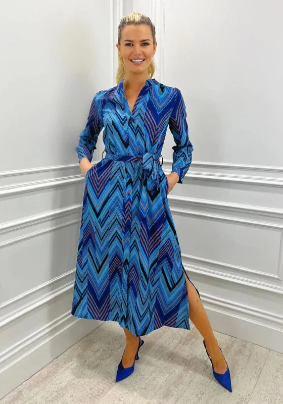 V-neck dress – Dress with a V-shaped neckline that flatters the chest and elongates the neck.Kate & Pippa Capri Shirt Midi Dress, Blue Missoni