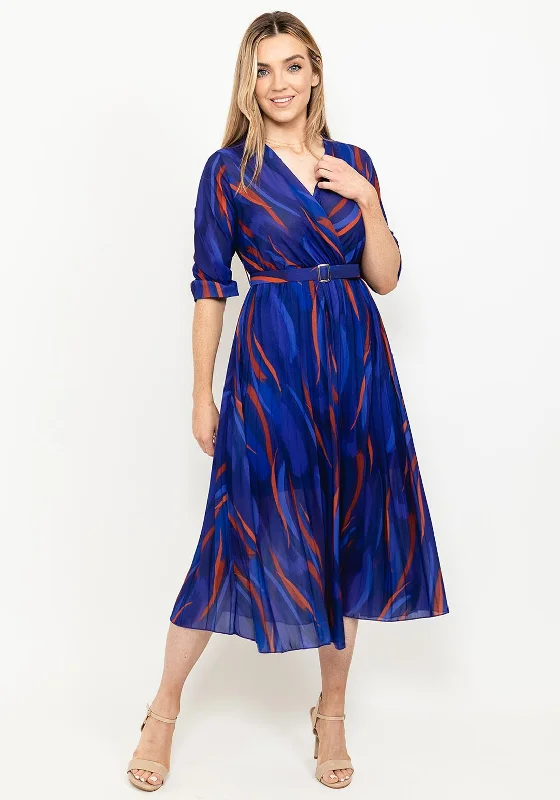 V-neck dress – Dress with a V-shaped neckline that flatters the chest and elongates the neck.Kate & Pippa Positano Print Midi Dress, Purple