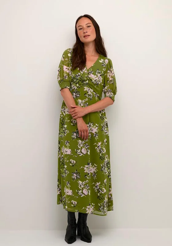 Mini dress – Short dress that usually ends above the knee, often casual or party wear.KAFFE Kavita Floral Maxi Dress, Green