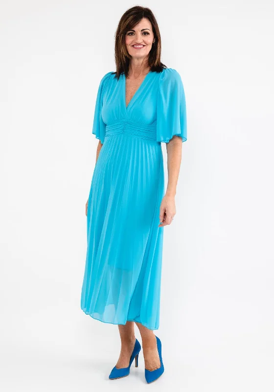 Empire waist dress – Dress with a high waistline, just under the bust, for a flattering silhouette.Seventy1 One Size Pleated Chiffon Dress, Blue