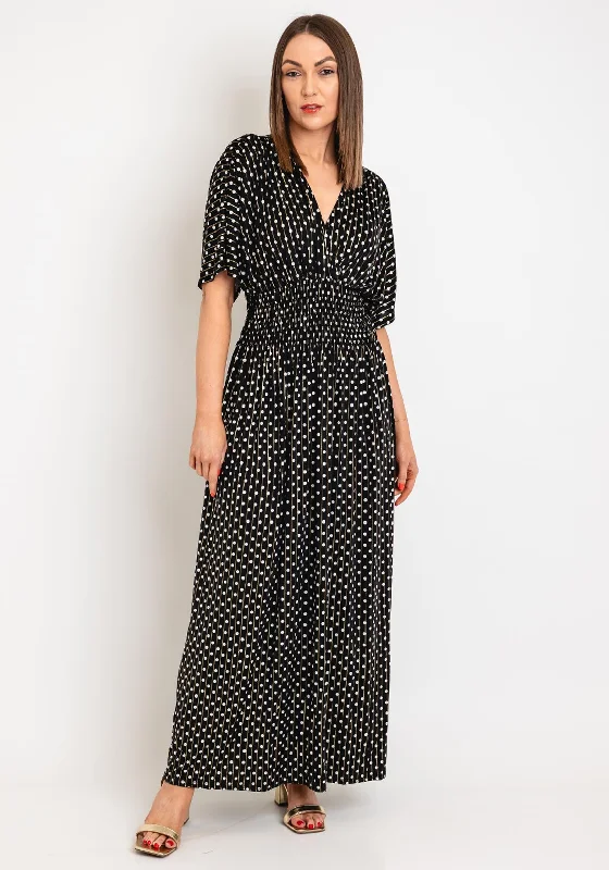 Midi dress – Dress that falls to the mid-calf, giving a balanced, modest, yet stylish appearance.Serafina Collection One Size Polka Dot Maxi Dress, Black