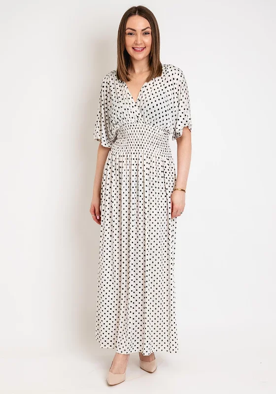 Sheath dress – Form-fitting dress that hugs the body and typically hits just above or at the knee.Serafina Collection One Size Polka Dot Maxi Dress, White