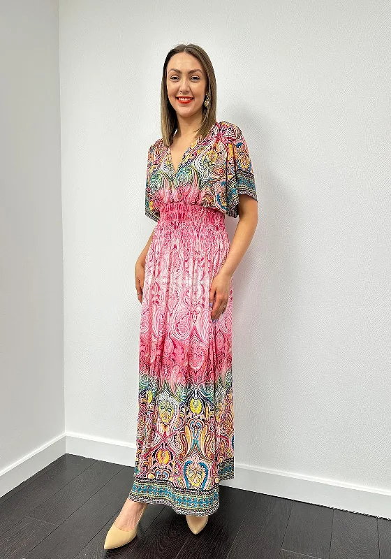 Sheath dress – Form-fitting dress that hugs the body and typically hits just above or at the knee.Serafina Collection One Size Paisley Maxi Dress, Pink