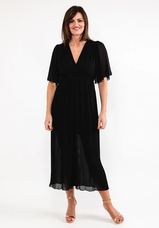 Belted dress – Dress with a belt or waist tie, offering definition and shaping at the waist.Seventy1 One Size Pleated Chiffon Jumpsuit, Black