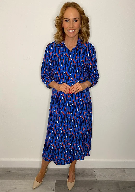 Off-the-shoulder dress – Dress with sleeves or straps that sit below the shoulders, exposing the upper arms.Lizabella Chiffon Print Shirt Midi Dress, Blue Multi