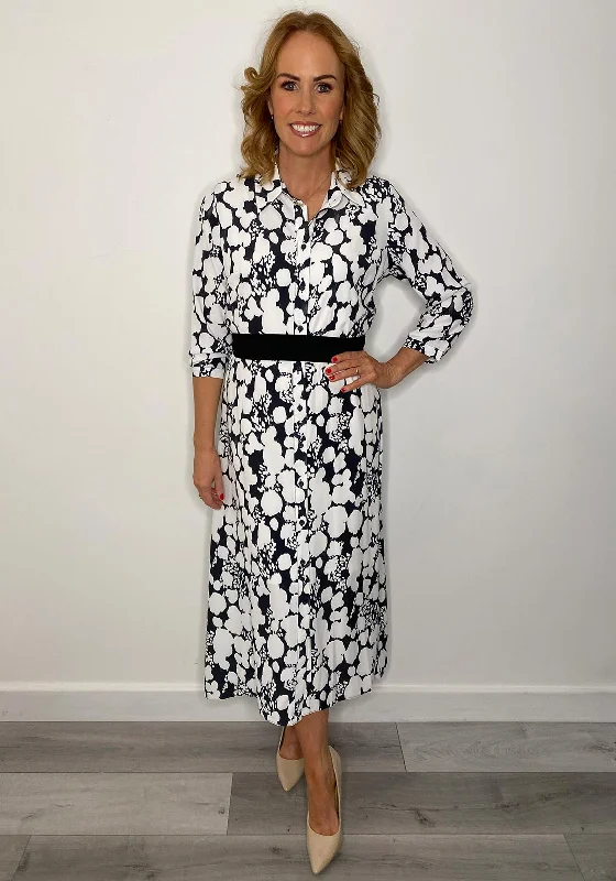 Tea-length dress – Dress that falls between the knee and ankle, perfect for more formal or vintage-inspired occasions.Lizabella Chiffon Splat Print Shirt Maxi Dress, Black & White