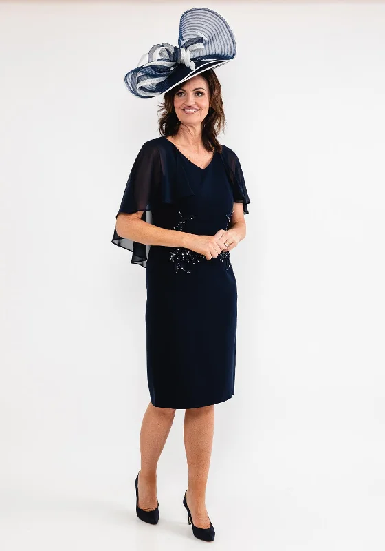 Wrap dress – Dress that wraps around the body and ties at the waist, creating a flattering and adjustable fit.Lizabella Chiffon Cape Sleeve Dress, Navy