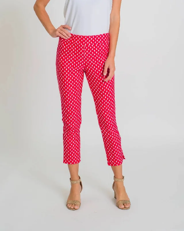 Button-front trousers – Trousers that feature a row of buttons along the waistband for a stylish detail.Lucia Pant In Foulard Red