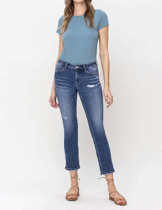 Wide-waistband trousers – Trousers with a thick waistband, often providing a more structured or comfortable fit.Mid Rise Straight Jeans In Blue