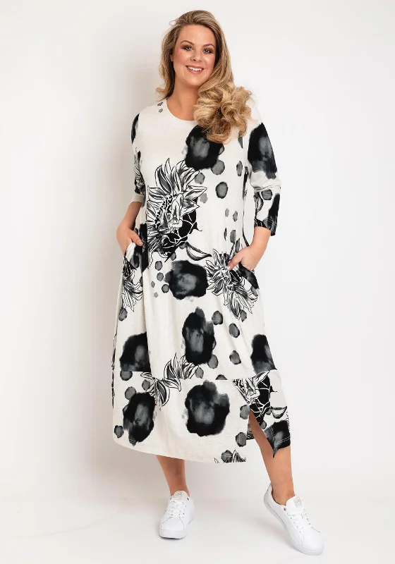 Maxi dress – Long dress that typically reaches the ankles or floor, offering a flowing and elegant look.NOEN Floral Print Midi Dress, Grey