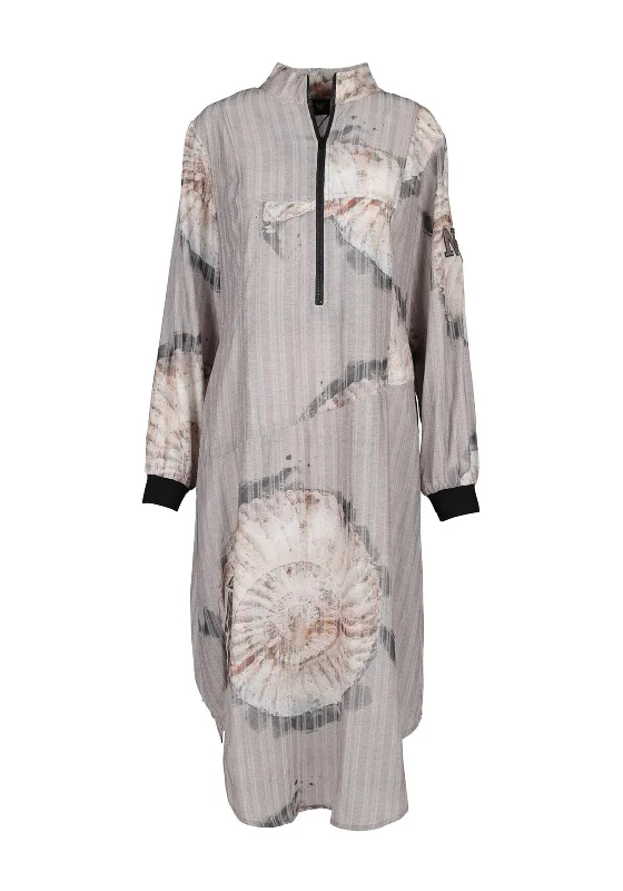 Shift dress – Loose, straight-cut dress that doesn't define the waist, offering a more relaxed fit.Nu Denmark Tia Fossils Print Dress, Sea Sand Mix