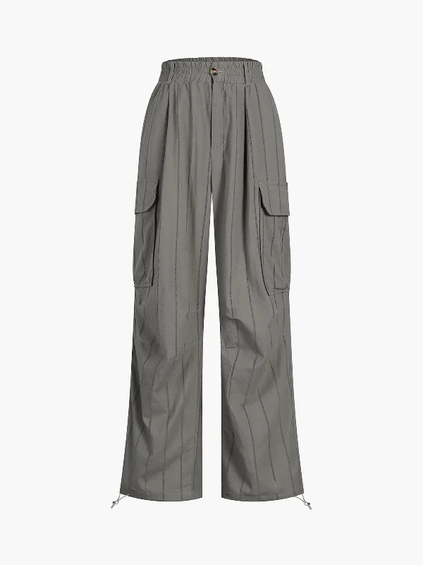 High-waisted trousers – Trousers that sit above the waistline for a flattering, elongating look.BerryBetty - One Of A Kind Drawstring Cargo Pants