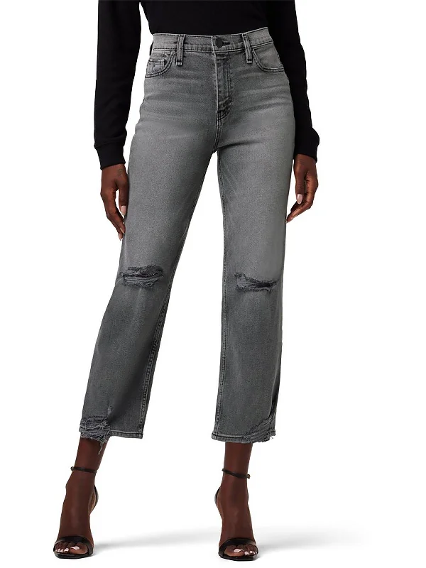 Denim trousers – Made from denim fabric, often resembling jeans but styled as more formal trousers.Remi Womens High-Rise Straight Leg Cropped Jeans