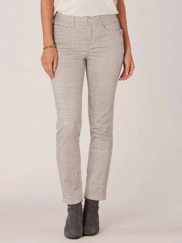 Houndstooth trousers – Trousers featuring the distinctive houndstooth pattern, typically in black and white or muted tones.Side Zip Vintage Skinny Pant In Grey Multi