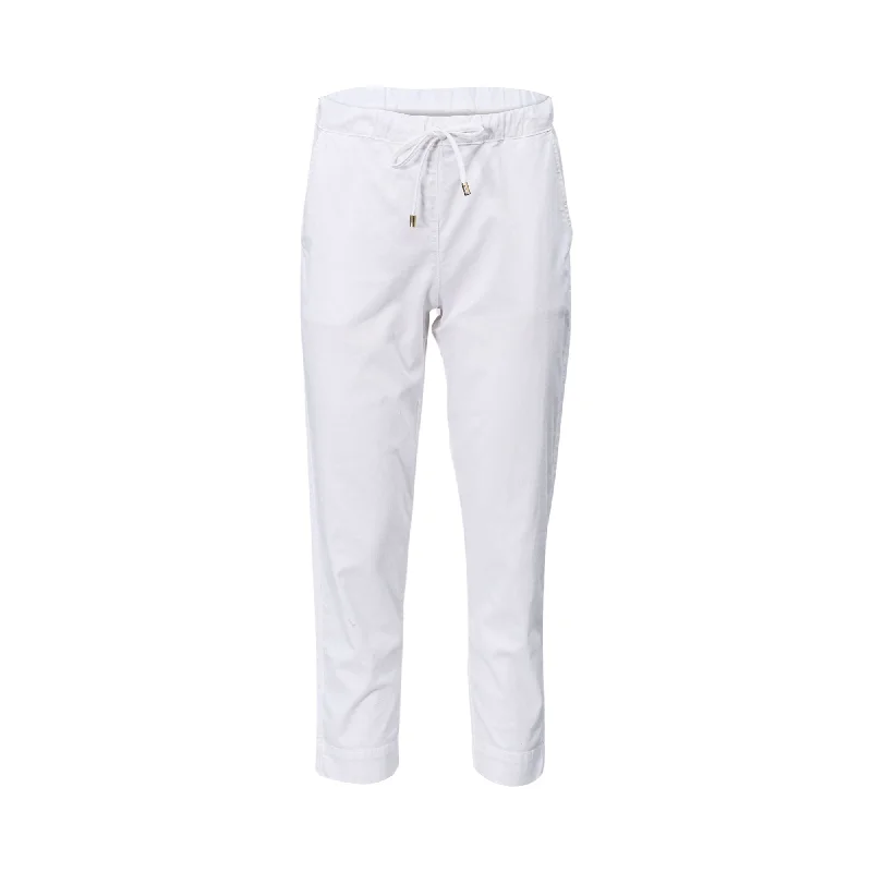 Paperbag waist trousers – Trousers with a gathered waistband, often cinched with a belt for added style.MaxMara Women's Terreno Optical White Trouser