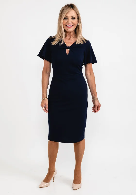 Wrap dress – Dress that wraps around the body and ties at the waist, creating a flattering and adjustable fit.Tia Bow Neckline Pencil Dress, Navy