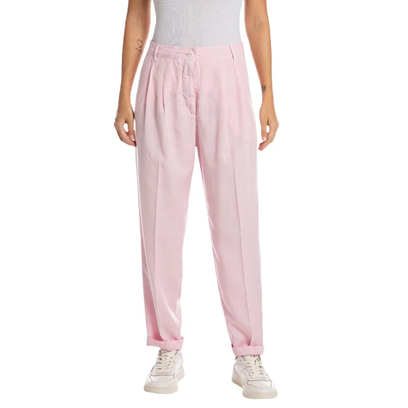 Pleated trousers – Trousers with folds or pleats in the front, often adding volume or texture to the garment.Replay Women's Carrot fit Trouser with Pleats