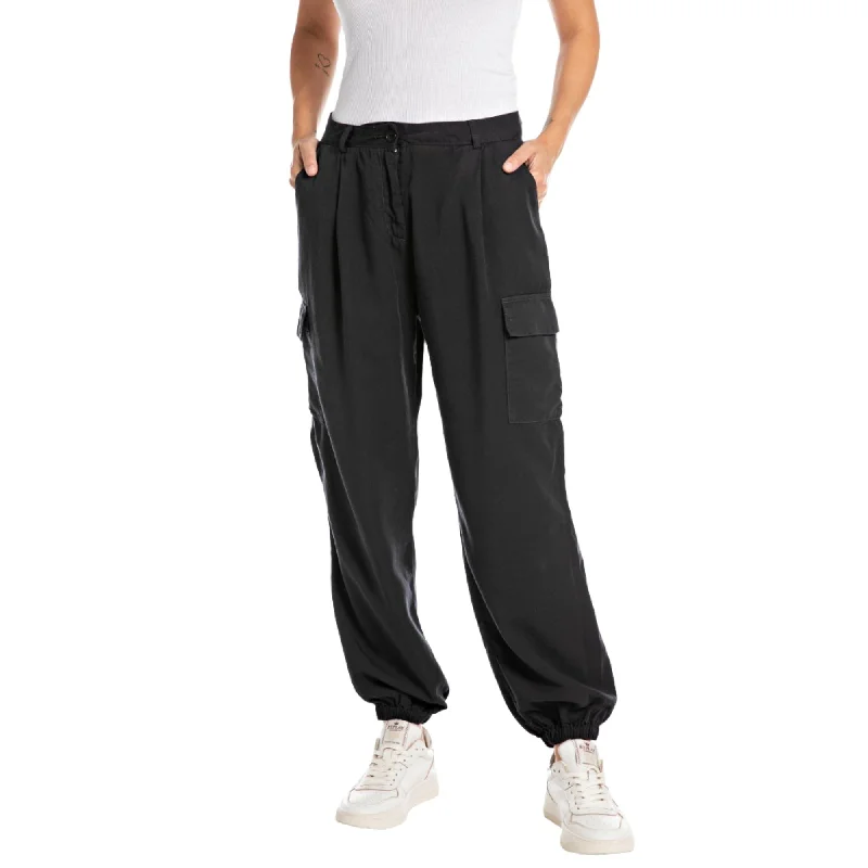 Bootcut trousers – Slightly flared at the bottom, designed to accommodate boots underneath.Replay Women's Cargo jogger trousers in Lyocell