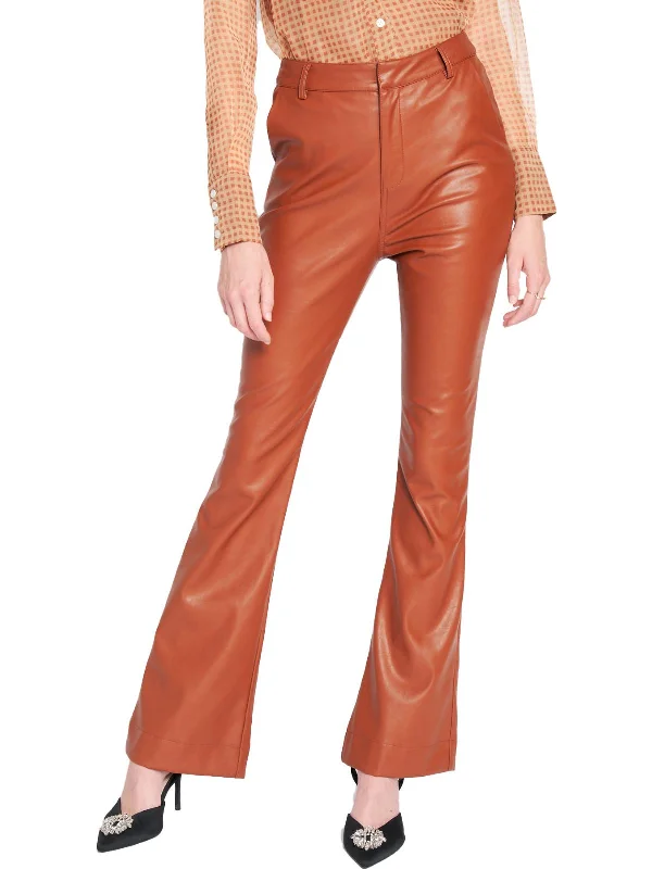 Elastic waist trousers – Trousers with an elasticated waistband for a more comfortable, stretchy fit.Womens Faux Leather Embossed Flared Pants