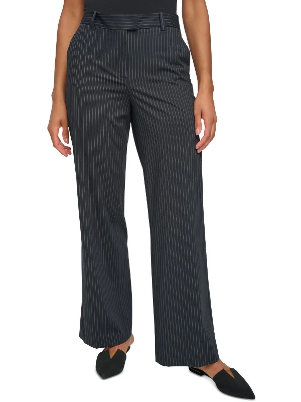 Palazzo trousers – Wide-leg trousers made from light, flowy fabric, often associated with a chic or bohemian look.Womens High Rise Pinstripe Wide Leg Pants