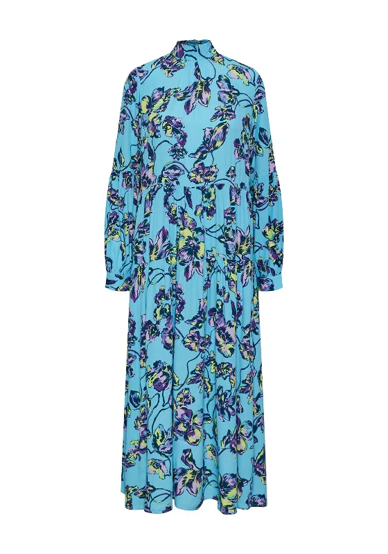 Slip dress – Simple, silky dress with spaghetti straps, resembling a slip, often worn casually or for evening wear.Y.A.S Topaz Floral Maxi Dress, Blue Topaz