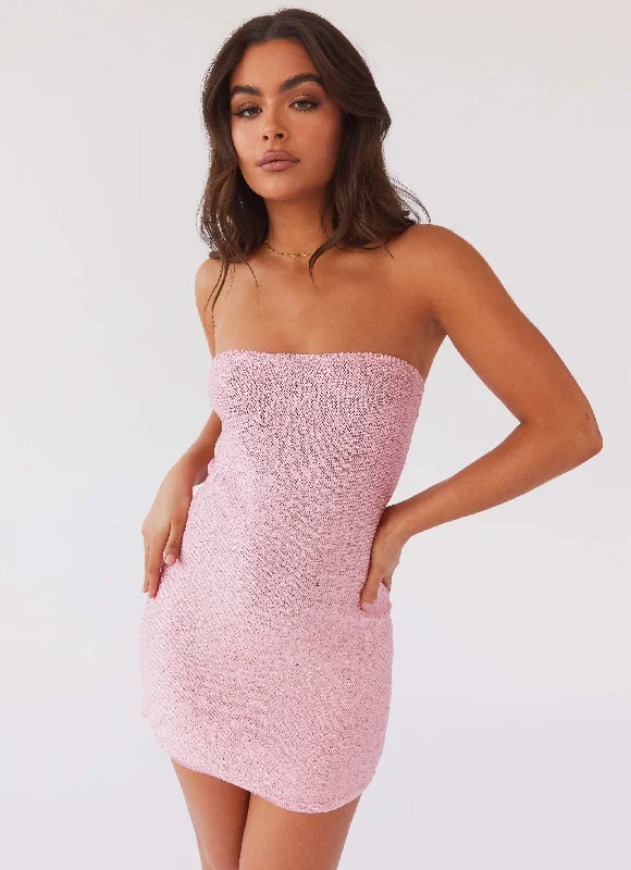 Midi skirt – Skirt that falls to the mid-calf, creating a more modest and elegant look.Dance The Night Tube Knit Mini Dress - Pink Dusk