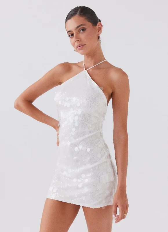 High-waisted skirt – Skirt that sits above the natural waistline, creating a flattering silhouette.Glitz And Glamour Sequin Mini Dress - Crystal Cloud