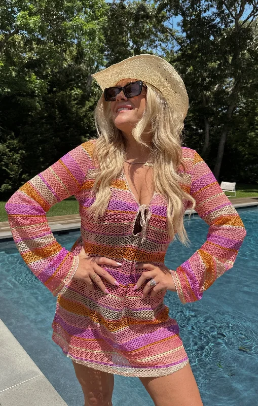 Wrap skirt – Skirt that wraps around the waist and is usually tied at one side.Vacay Mini Coverup ~ Melon Mixed Crochet